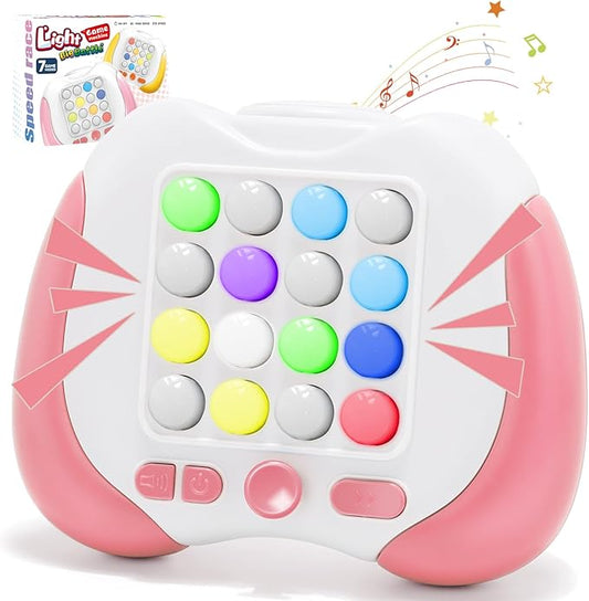 Quick Push Handheld Game for Kids 3-12, 7 Game Mode Flashing Fast Press Push Puzzle Games Sensory Fidget Toys, Christmas Birthday Gifts Travel Toys for Boys Girls Teens Adults - Pink