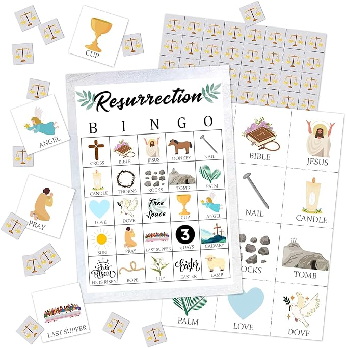 Bible Bingo Game, 24 Players Christian Sunday Church Bingo Cards for Women Men Party Favors for Family Open Day Friends Holiday Party Activities Supplies Party Decoration Bingo Game- JK0104