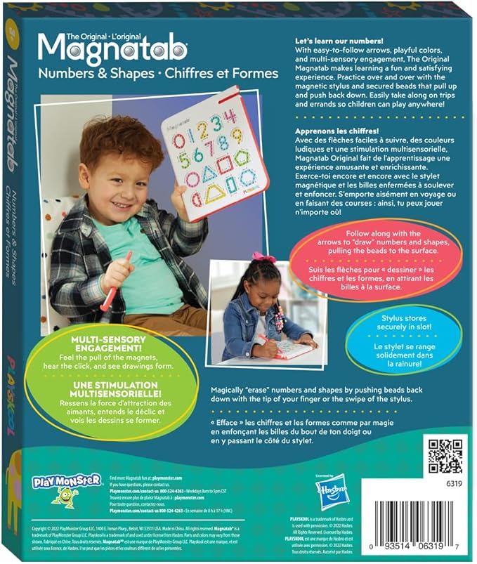 Playskool Magnatab — Numbers and Shapes — Magnetic Board Toy Letter Tracing for Toddlers Learning and Sensory Drawing — for Kids Ages 3 and Up