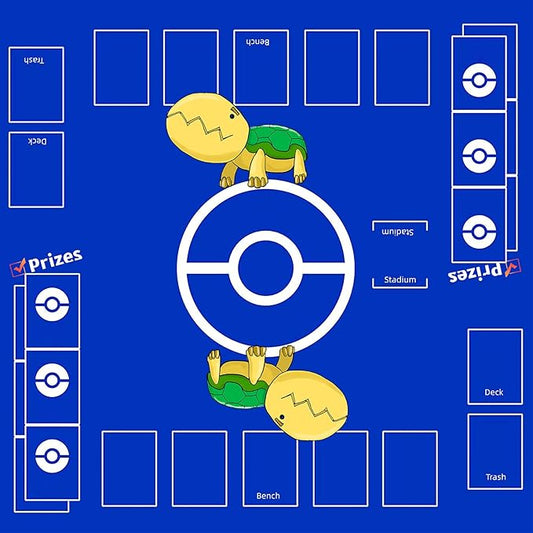 24" Playmat for Game Cards, 2 Player Gaming Mat Board Trading Card Game Stadium with Playmat Bag(Blue-Tortoise THK 2mm)