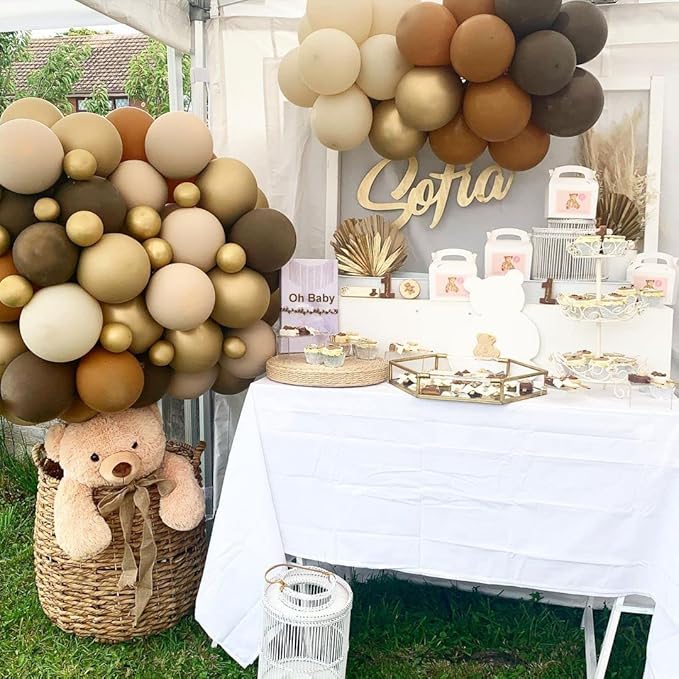 Brown Sand White Neutral Balloons, 50pcs 12 inch Retro Apricot Balloons Brown Sand White Gold Confetti Party Balloons For Birthday Baby Shower Engagement Wedding Anniversary Party Decorations