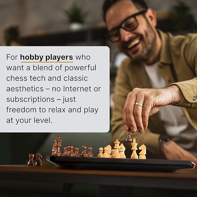 Millennium Electronic Chess Board - ChessGenius Pro Wood Edition - Beginner to Advanced - Interactive Strategy & Learning - Handcrafted Wood Pieces - AI Chess Board - User Friendly - LCD Display