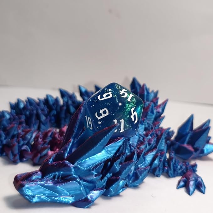 10PCs D20 Polyhedral Dice Set 22mm for DND RPG MTG Dungeons and Dragons Dice (Blue + Cyan)