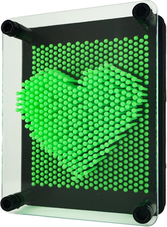 3D Pin Art Sensory Toy Size 5x3.7 Inches Needles Pin Impression Toy Intellectual Fun Rainbow Toys, Green