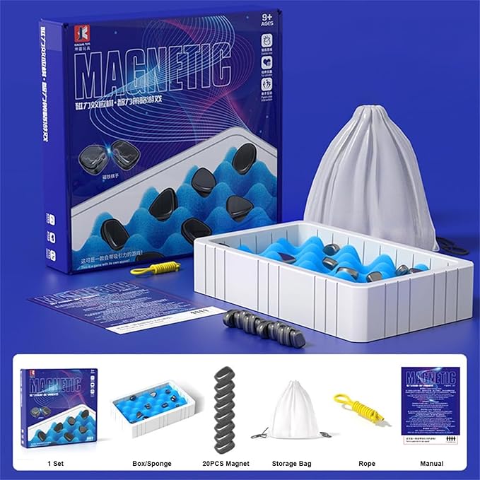 Magnetic Chess Game, Fun Table Top Magnet Game, Magnet Board Game, Strategy Game for Kids & Adults, Family Party Games (A)