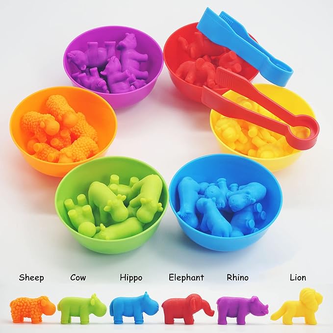 ABCaptain Counting Animals Toy Matching Sorting Game, Color Classification and Sensory Training Preschool Educational Learning Toys Set Gift for Toddlers Kids Boys Girls Ages 3 4 5 6 +
