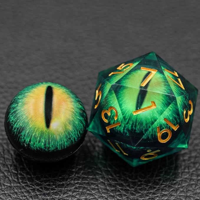 Dungeons and Dragons DND Dice D20, Moving Eyeball Liquid Core Dice Set D&D 33MM Oversized D20 Single Sharp Edge Resin dice with Gift Case, Polyhedral Dice for Role Playing Game