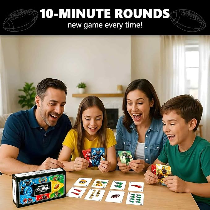 QUOKKA Football Fast-Paced Card Game for Kids & Adults – 128 Cards & Easy Rules – Quick & Fun Matching Game – 2-8 Players – Ages 8+ – Perfect for Family Games Night, Travel and Parties