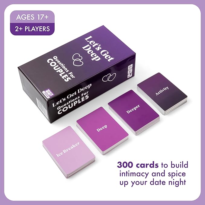 Let's Get Deep by Relatable, A Question Card Game for Couples, Great for Date Night Ideas, Couples Gifts, Wedding Gifts, and Long Distance Relationship Gifts, Includes 300 Cards to Build Up Intimacy