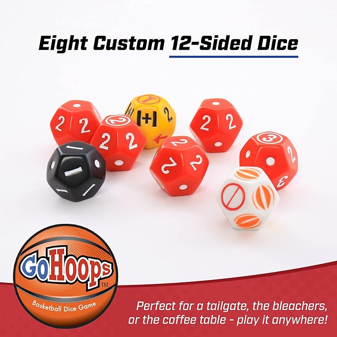 Zobmondo!! GoHoops Basketball Dice Game | for Basketball Fans, Families and Kids | Play at Home or for Travel