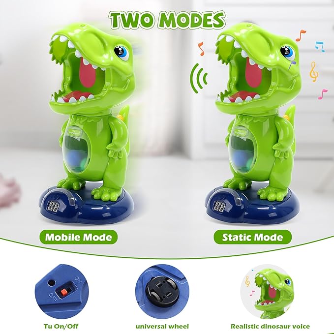 EagleStone Movable Dinosaur Shooting Toys for Kids,Electronic Target Shooting Games with 2 Pump Gun,48 Balls Party Favor Toys with Score Record, LED & Sound, Dino Toys Gift for Boys and Girls
