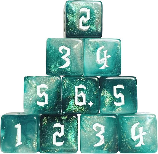 10 PC D6 dice 16mm Acrylic Dice Set for RPG MTG DND Dice Table Games and Board Games (Cyan)
