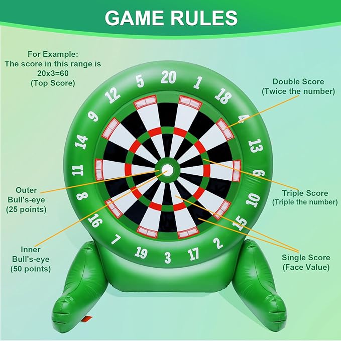 2025 Backyard Golf Game, Patio Golf Game with Air Pump(Base Can be Filled with Water), Giant Golf Darts | Indoor & Outdoor Golf Games for Family, Party, Camping