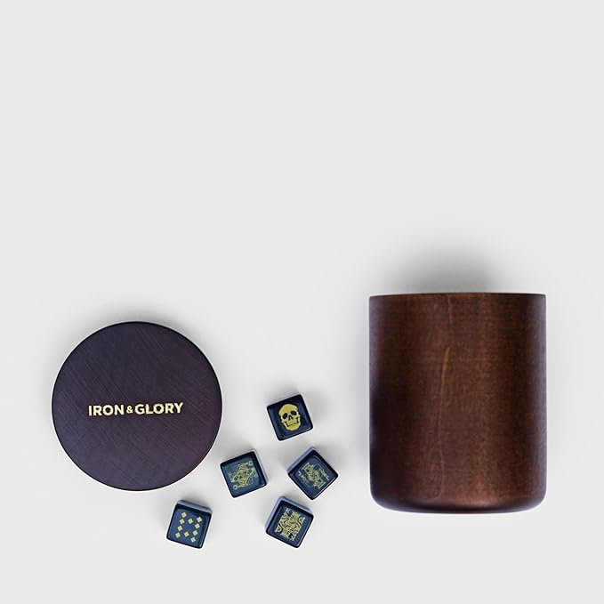 Iron & Glory 5 Dice Set With Dice Cup Dice Cup With Lid Wooden Dice Storage Dice Games Board Game Accessories Table Games & Coffee Table Decor 5 Dice & Shaker Cup Dice And Cup Set