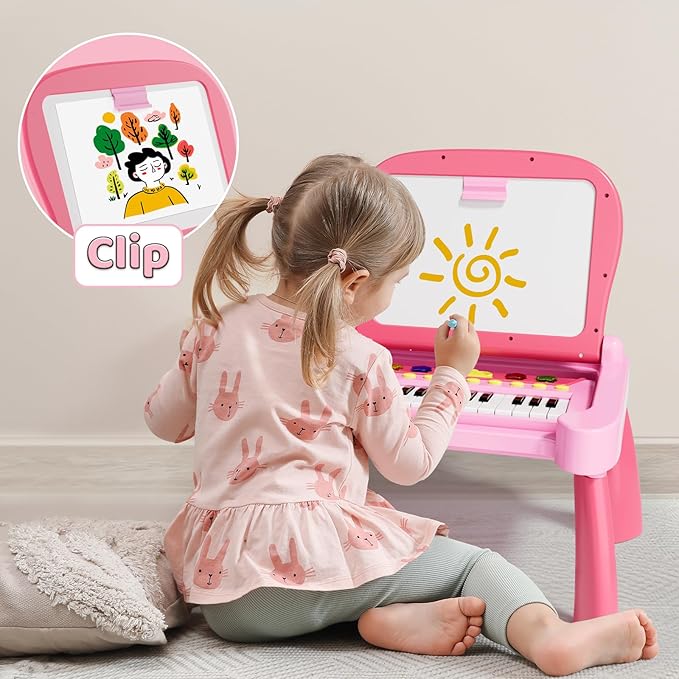 Learning Activity Table for 2-4 Year Old Girl Gifts, Kids Learning Writing Drawing Board, Christmas Birthday Gifts for 2 3 4 5 Years Old Girls, Educational Toy Gifts for Toddlers