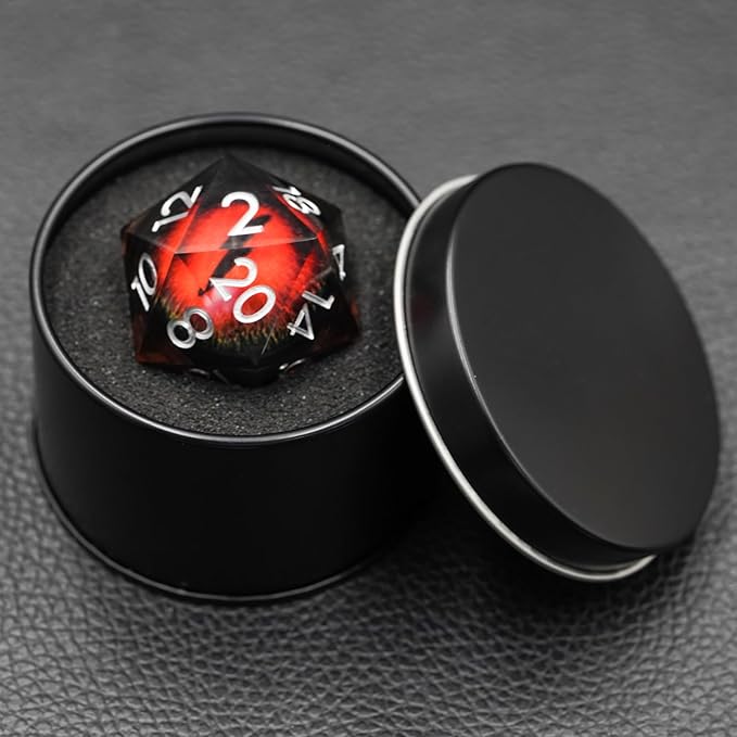 Dungeons and Dragons DND Dice D20, Moving Eyeball Liquid Core Dice Set D&D 33MM Oversized D20 Single Sharp Edge Resin dice with Gift Case, Polyhedral Dice for Role Playing Game