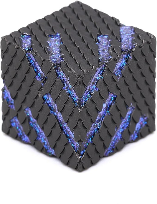 Metal Dice Set, Six Sided Dragon Scale Design Metal Game Dice for DND Dungeons and Dragons Role Playing Game RPG D&D Accessories Gift (Ls-Glitter Blue)