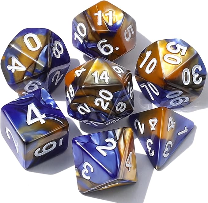 CiaraQ DND Polyhedral Dice Set with a Black Dice Bag for D&D RPG MTG Role Playing Table Games