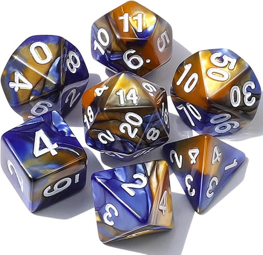 CiaraQ DND Polyhedral Dice Set with a Black Dice Bag for D&D RPG MTG Role Playing Table Games
