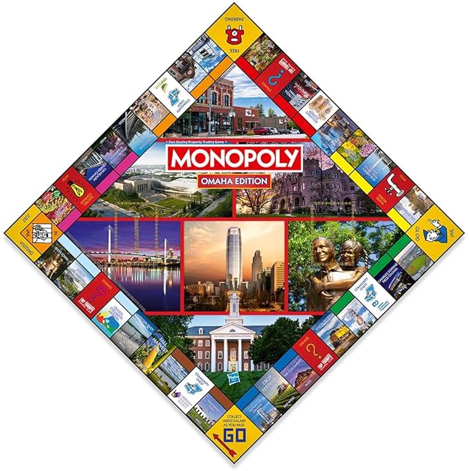 Monopoly Board Game Omaha NE Edition : 2-6 Players Family Board Games for Kids and Adults, Board Games for Kids 8 and up, for Kids and Adults, Ideal for Game Night