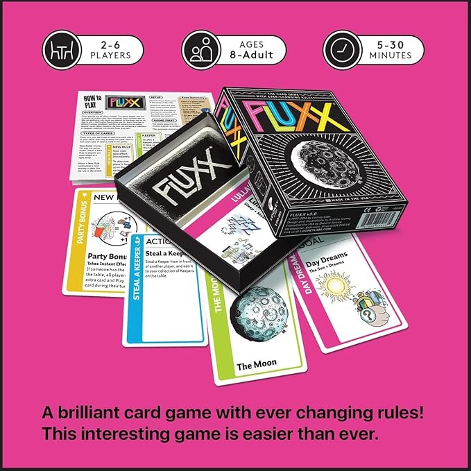 Looney Labs Fluxx 5.0 Card Game Fun, Fast-Paced, Ever-Changing Rules, Perfect for Family Game Night and Parties