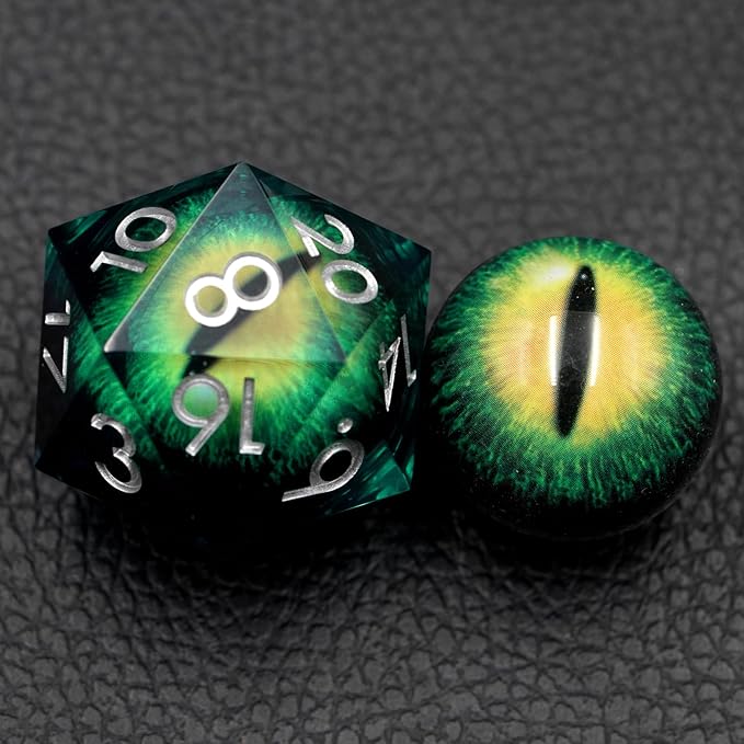 Dungeons and Dragons DND Dice D20, Moving Eyeball Liquid Core Dice Set D&D 33MM Oversized D20 Single Sharp Edge Resin dice with Gift Case, Polyhedral Dice for Role Playing Game