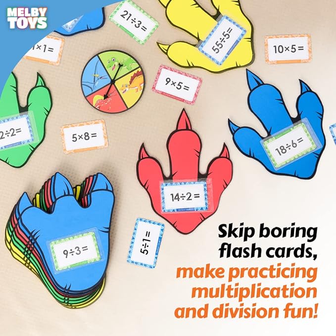Dino Stomp Multiplication Game I Includes 144 Multiplication Flash Cards and 144 Division Flash Cards | Math Games for Kids 8-12 I 2nd, 3rd, 4th Grade Multiplication Games