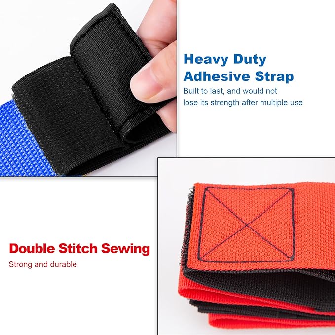 24 Pcs 6 Legged Race Band, Outdoor Party Group Game for Kid Adult, Cooperative Team Race for Birthday Party, Relay Race, Field Day, Team-Building, Backyard Activity Game with Carrying Pouch