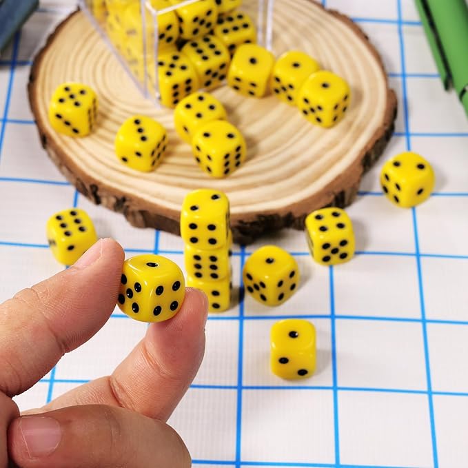 36 Pieces 12mm 6 Sided Mini Dice Set,D6 Game Dice Set,6 Sided Standard Game Dice for Board Games Dice Games Classroom Teaching Dices Game, with Portable Gaming Box(Yellow)