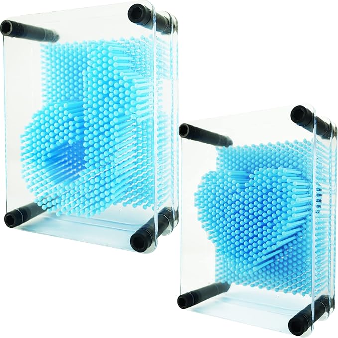 3D Pin Art Sensory Toy Size 5x3.7 Inches Needles Pin Impression Toy Intellectual Fun Rainbow Toys, Lightblue