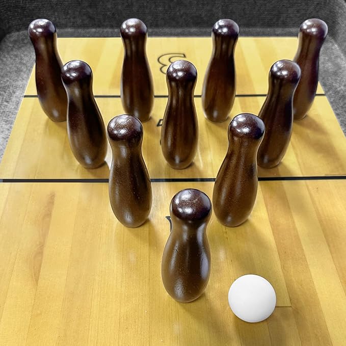 Tabletop Shuffleboard Bowling Pin Set Portable Shuffleboard Bowling Pin Game,Solid Wood Shuffleboard Bowling Curling Games- Easy Carry