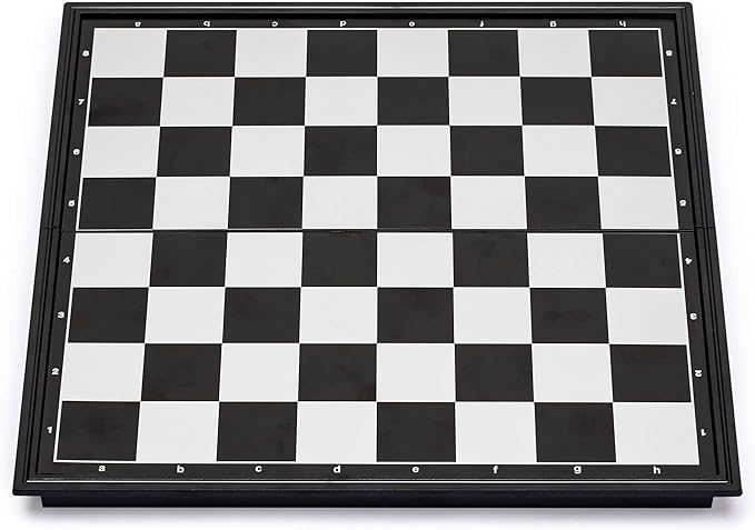 Yellow Mountain Imports Magnetic Portable Medium Chess Board Game Set (9.8 Inches) - Travel Chess Set with Folding Board and Felt-Bottom Chessmen