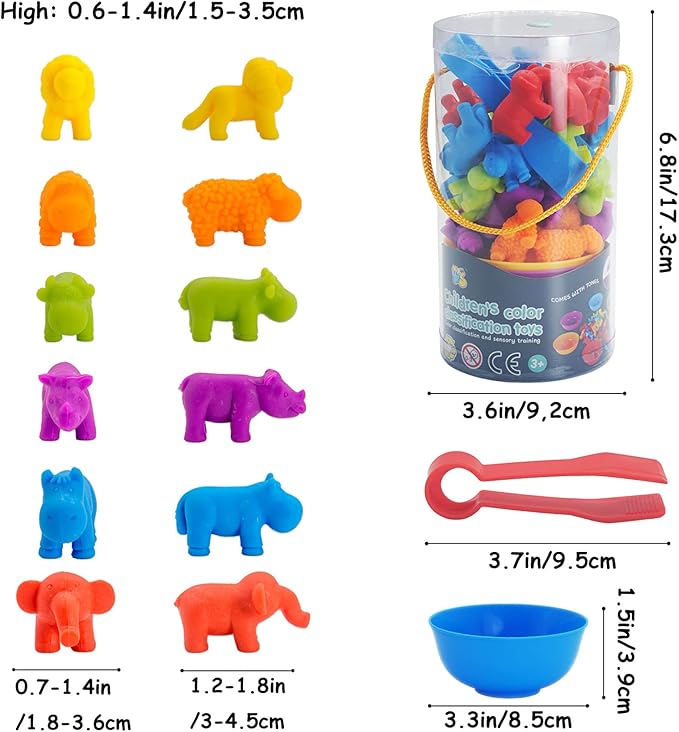 ABCaptain Counting Animals Toy Matching Sorting Game, Color Classification and Sensory Training Preschool Educational Learning Toys Set Gift for Toddlers Kids Boys Girls Ages 3 4 5 6 +