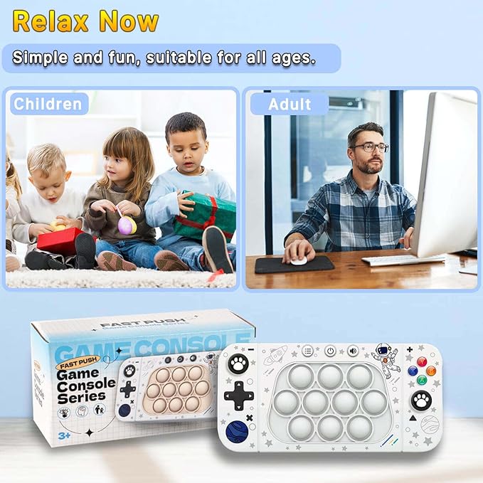 Fast Push Handheld Game, Pop Light Up Game Toys Upgraded Version 2, Lightly Push to Turn Off The Lit Bubbles. Fidget Sensory Toys for 6 7 8 9 Year Old Kids Boys & Girls & Teens Birthday Gifts