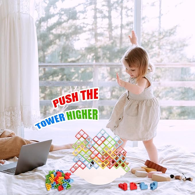 32pcs Tower Balance Stacking Blocks Game, Balance Blocks Stacking Game Set Board Games for Kids and Adults Board Games for 2 Players Home Games Parties Travel