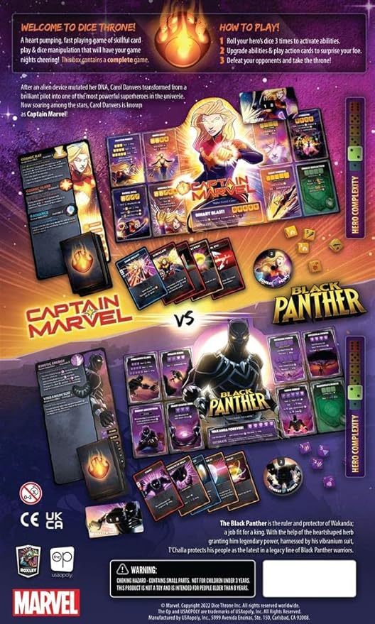 Marvel Dice Throne | 2 Hero Box Featuring Captain Marvel, Black Panther | Standalone Competitive Dice Game | Officially-Licensed Marvel Game | Compatible with The Dice Throne Ecosystem