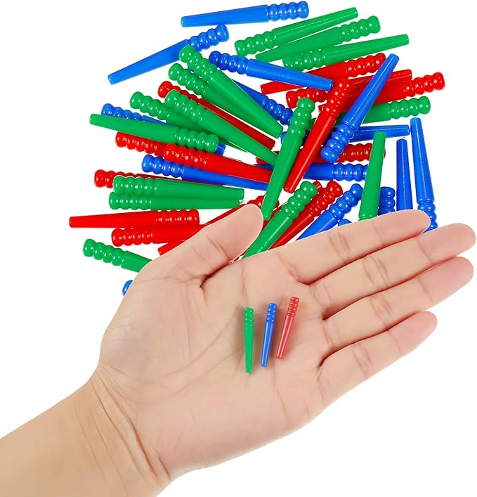 Chalyna 48 Pcs Plastic Cribbage Board Pegs Bulk 3 Colors Tapered Replacement Standard Pegs for Cribbage Traditional Board Game