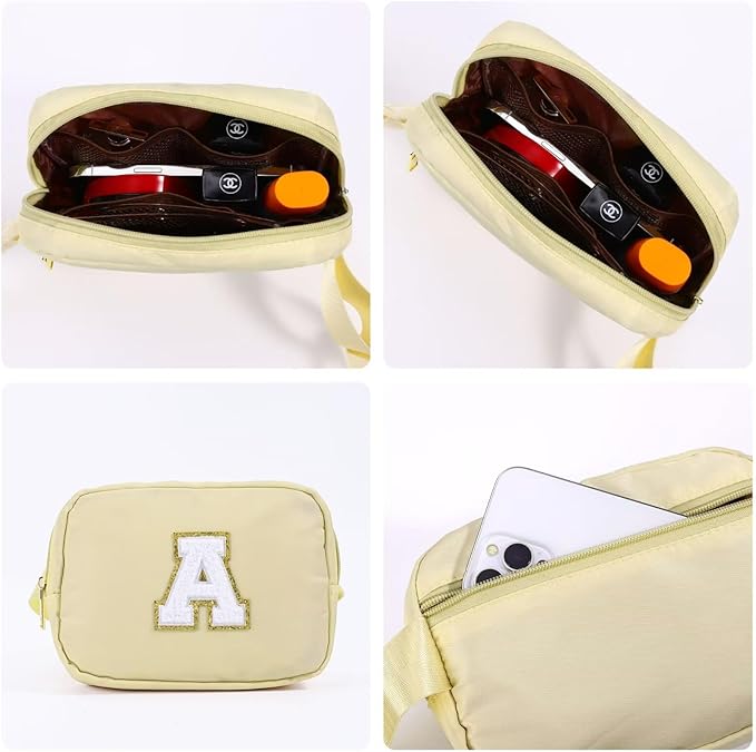 YOOLIFE Personalized Gifts for Women - Cross Body Bag for Woman, Initial Belt Bag Khaki Fanny Pack Crossbody Bags for Women Travel Gifts for Women E