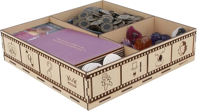The Broken Token Game Organizer Compatible with Villainous - Wooden Game Organizing Box with Multiple Trays