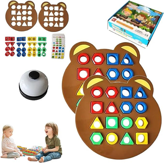 Shape Matching Game, Hailoyearn Shape Matching Game, Geometric Shape Quick Matching Board Game, Cute Bear Shaped Checkerboard Interactive Board Games for Two Players