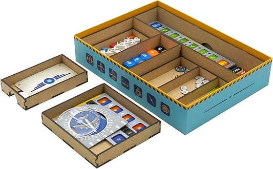 The Broken Token - Sky Team Compatible Board Game Organizer - Wooden Game Organizing Box with Multiple Trays