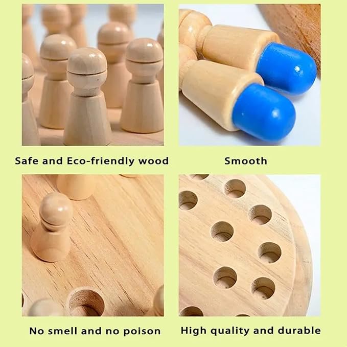 Wooden Memory Chess Board Game for Toddler 3 4 5 6 7 8+ Year Old, Color Memory Chess Matching Game for Kids, Educational Learning Multi Player Family Board Games, Great Chess Board Gift for Boys Girls
