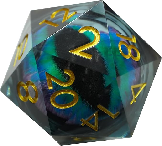 Dungeons and Dragons DND Dice D20, Moving Eyeball Liquid Core Dice Set D&D 33MM Oversized D20 Single Sharp Edge Resin dice with Gift Case, Polyhedral Dice for Role Playing Game