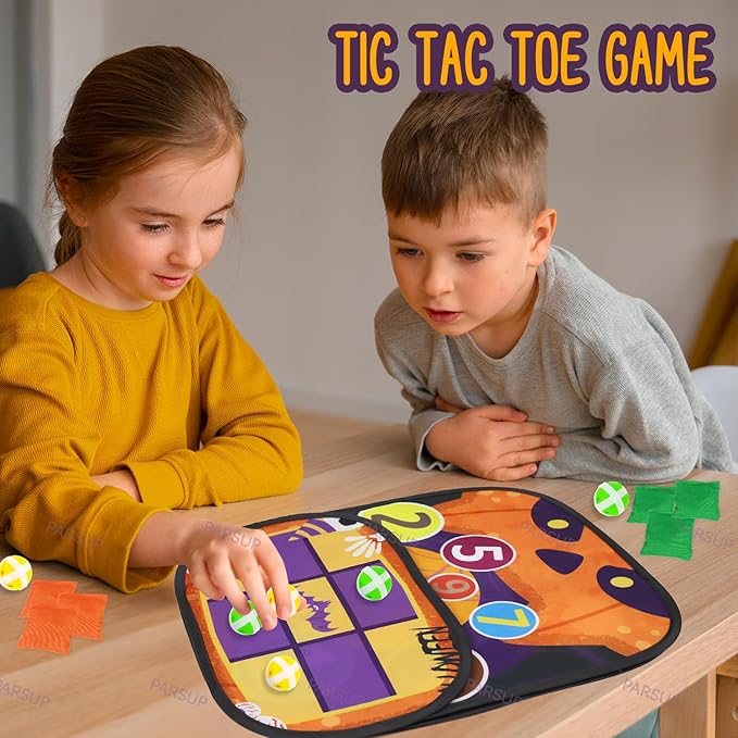 Happy Halloween 3 in 1 Bean Bag Toss Games, Halloween Party Games Outdoor with Pumpki Skull Eyeball Spider Pattern and Scores, Halloween Games and Activities for Family Toss Game
