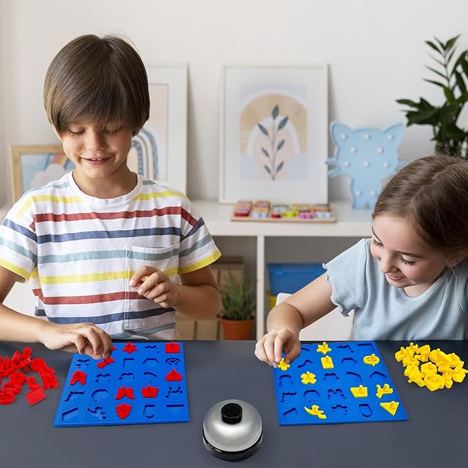 Shape Matching Board Game for Kids 5+ Sorting Shapes and Pieces Puzzle Toy Solo or 2-Player Duel Mode Preschool Games Gifts for Classroom Birthday Back to School Halloween Thanksgiving Christmas