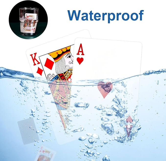 Waterproof Playing Cards, Premium Plastic Playing Cards, Deck of Cards, Poker Cards Games Waterproof Cards for Camping Games, Standard Index Card for Blackjack Bridge Card Games, 1 Deck, Blue
