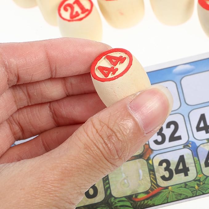 VICASKY Russian Lotto Game Set - Wooden Bingo for Adults and Family, Vintage Soviet Style Tombola Game, Portable Ideal Travel, Gatherings, Logical Thinking Training Cards Set