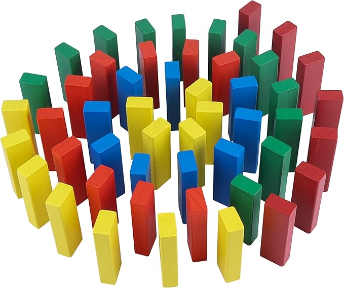 GOTHINK Tumble Tower Game for Kids and Adults, 60pcs Wooden Stacking Board Games Building Blocks for Kids and Family Games Night, Colorful Wood Balancing Blocks Game