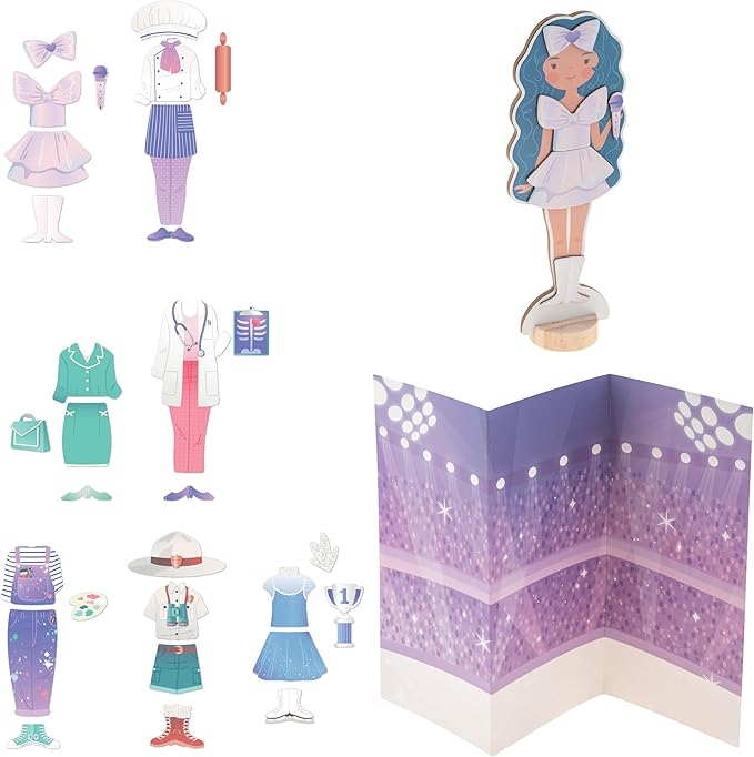 Stephen Joseph, Magnetic Dress Up Dolls, 30 pc Magnetic Travel Play Set – Pretend Play Magnetic Dress Up Dolls, Ideal for Ages 3 4 5 – Travel Game for Kids, Dreamer