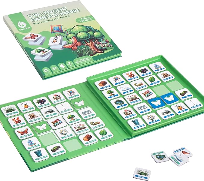 Magnetic Memory Matching Games for Toddlers Ages 3+, Travel Games for Kids, Fun Educational Toys for Nature & Road Trips